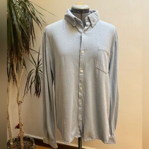 Claiborne Light Blue Pique Knit Button Down Shirt - 100% Cotton